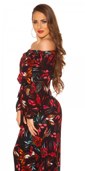 Koucla Sexy Off Shoulder Shirt Blumenprint Mit Schlaufe