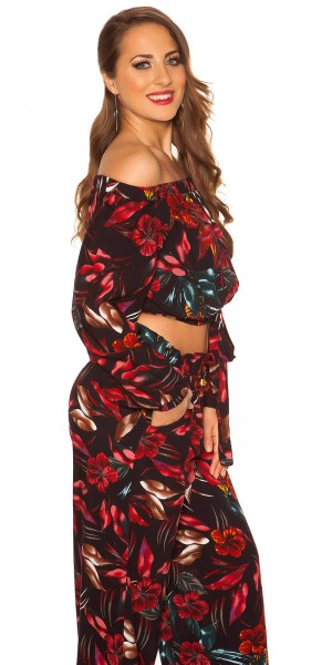 Koucla Sexy Off Shoulder Shirt Blumenprint Mit Schlaufe