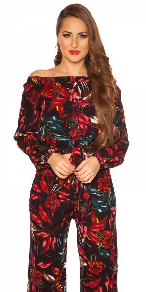 Koucla Sexy Off Shoulder Shirt Blumenprint Mit Schlaufe