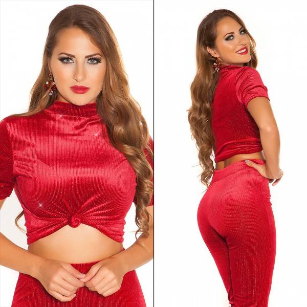 Koucla Sexy PArTy TImE Top In Samtlook Und Glitzerfäden