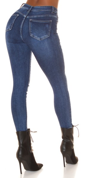 Koucla Sexy Ripped Highwaist Skinny Jeans In Dark Denim