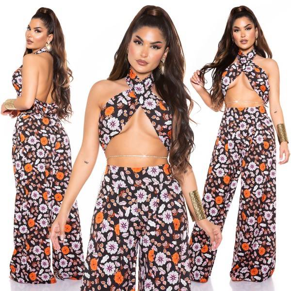 Koucla Sexy Set Wide Leg Hose+3in1 Bandeau Top Mit Muster