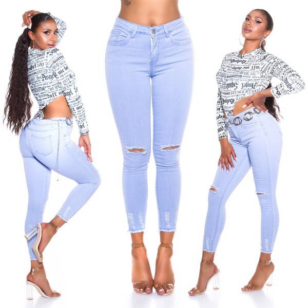 Koucla Sexy Skinny Jeans Mit Geripptem Saum Und Rissen