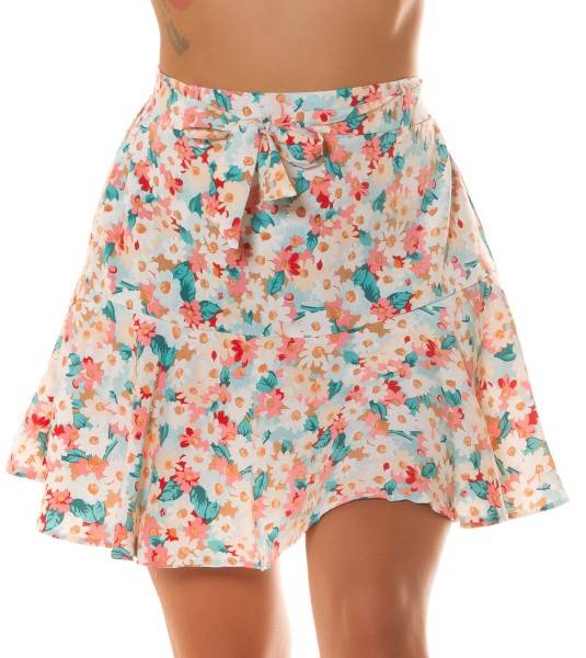 Koucla Sexy Skorts Mit Blumenprint & Gürtel Zum Binden