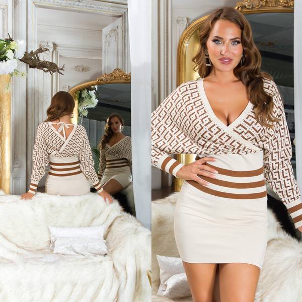 Koucla Sexy Strickpullover Mit V-Neck Und Schleifendetail