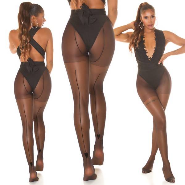 Koucla Sexy Strumpfhosen Mit Rückseitiger Linie & Herz