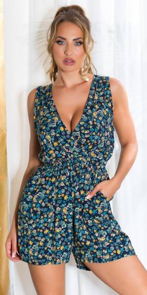 Koucla Sexy V-Ausschnitt Sommer Overall mit Blumen Print