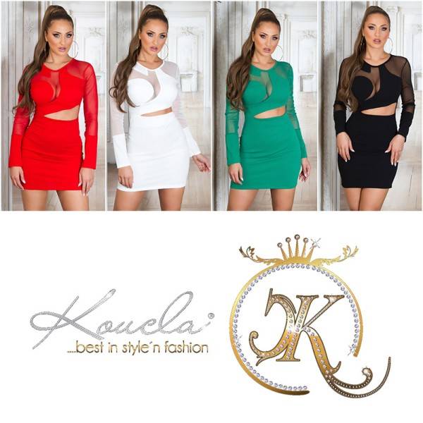 Koucla So Sexy! Koucla Langarm Kleid Mit Mesh Detail