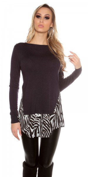 Koucla Trendy Koucla 2in1 FeinstrickPulli mit AnimalPrint