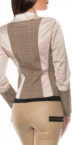 Koucla Trendy KouCla Business-Blazer Mit Karoeinsätzen