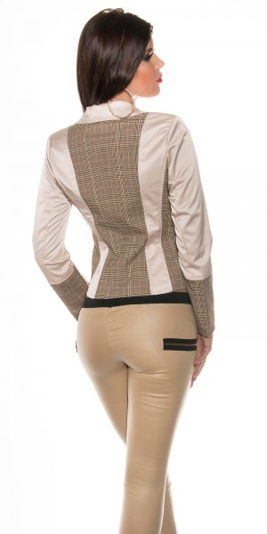 Koucla Trendy KouCla Business-Blazer Mit Karoeinsätzen