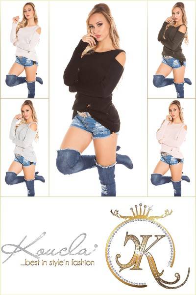 Koucla Trendy KouCla Cold Shoulder Pullover Used Look