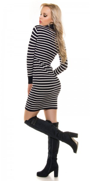 Koucla Trendy Koucla Feinstrick Rollkragenkleid Gestreift