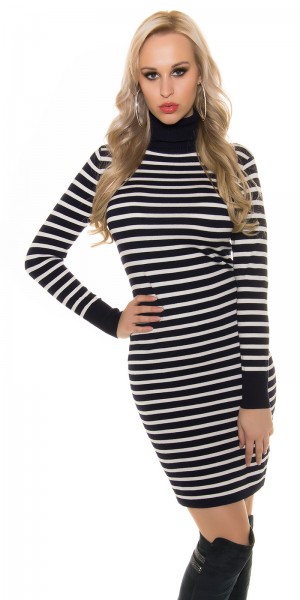 Koucla Trendy Koucla Feinstrick Rollkragenkleid gestreift