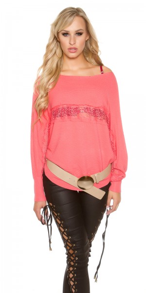 Koucla Trendy Koucla Fledermausärmelpullover Mit Spitze