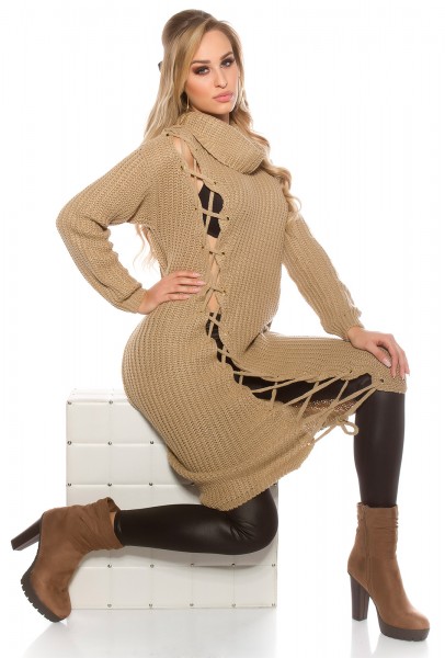 Koucla Trendy KouCla Grobstrick Kleid Mit XL Kragen