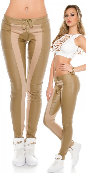 Koucla Trendy KouCla Joggers in Lederlook & Stoff applik