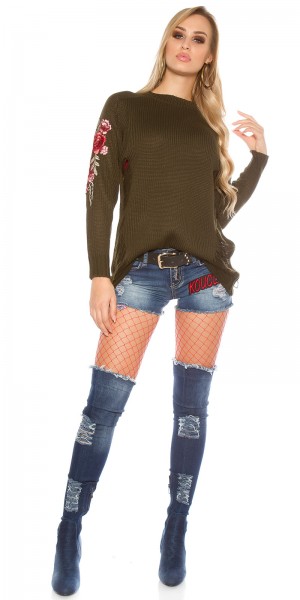 Koucla Trendy KouCla Lonpulli Mit Aufnäher Used Look