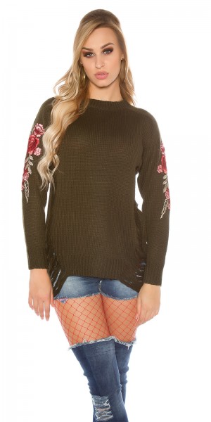 Koucla Trendy KouCla Lonpulli Mit Aufnäher Used Look