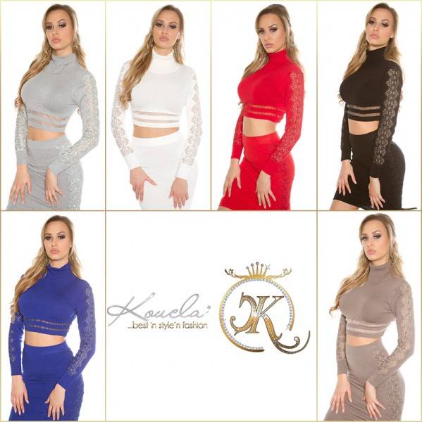 Koucla Trendy Koucla Pullover Bauchfrei Und Mit Spitze