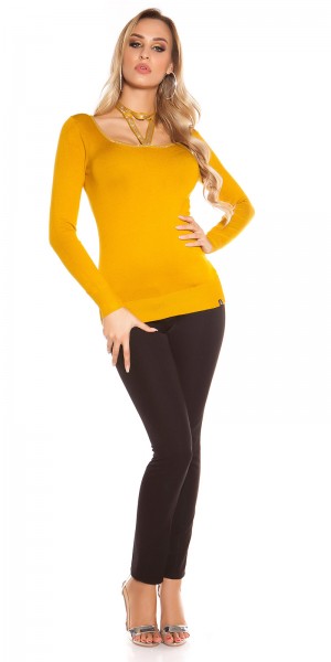 Koucla Trendy KouCla Pullover Mit Halsschnürung & Nieten