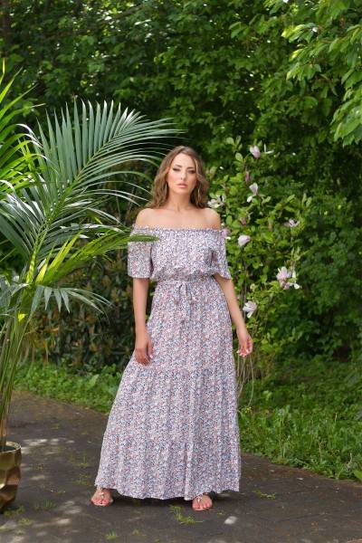 Koucla Trendy Off-Shoulder Maxikleid Mit Blumenprint