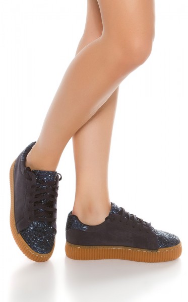 Koucla Trendy Plateau Sneakers Mit Glitzer Und Fake Fell