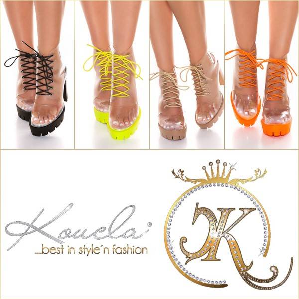 Koucla Trendy Transparente Blockabsatz Schnürstiefeletten