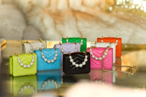 Koucla Trendy Ultra Mini Handtasche Mit Perlen Henkel