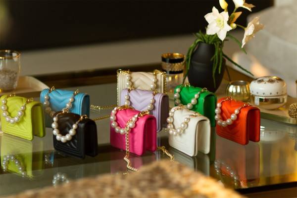 Koucla Trendy Ultra Mini Handtasche Mit Perlen Henkel