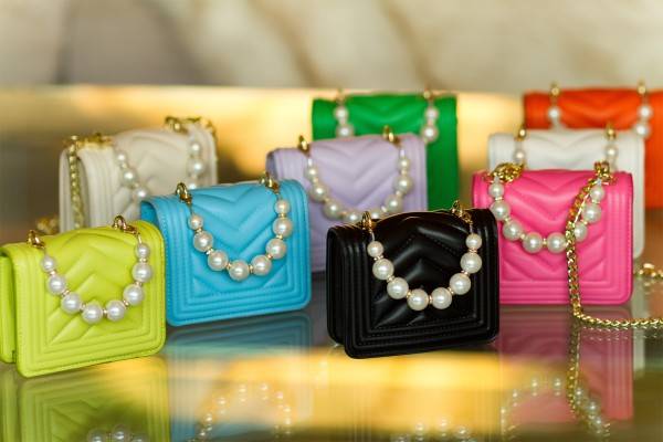 Koucla Trendy Ultra Mini Handtasche Mit Perlen Henkel