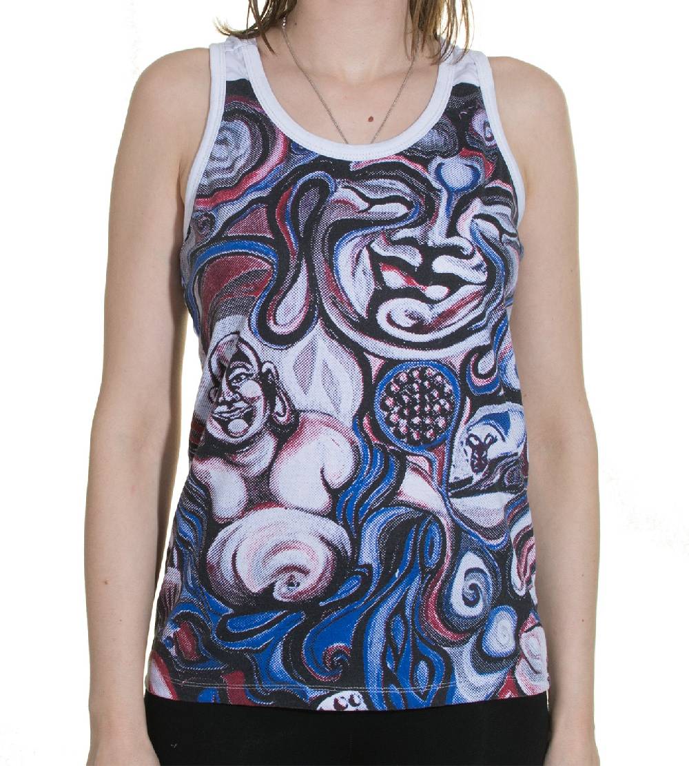 Kunst Und Magie 70er Retro Buddha Träger Top Psy Goa T-Shirt