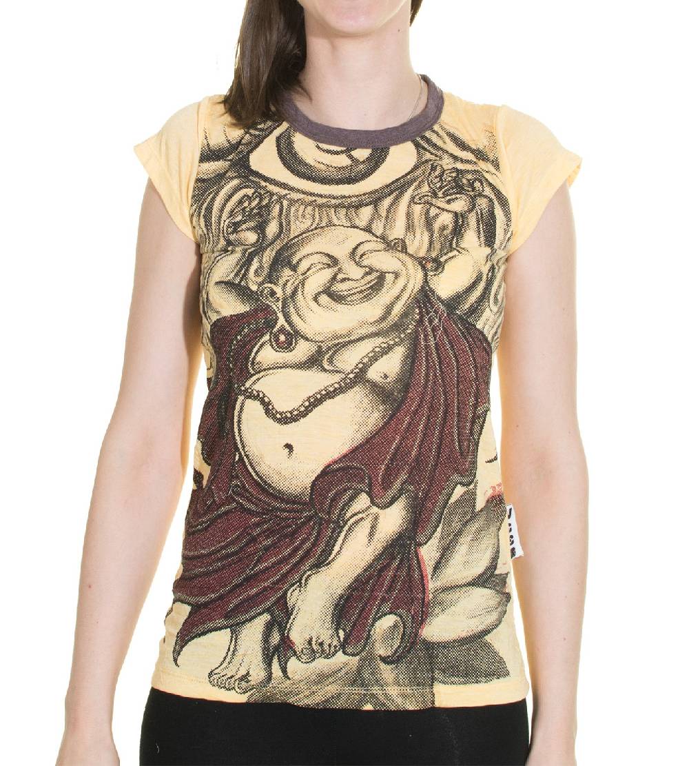 Kunst Und Magie 70er Retro Hippie Top Sure Buddha Smile Auge T-Shirt