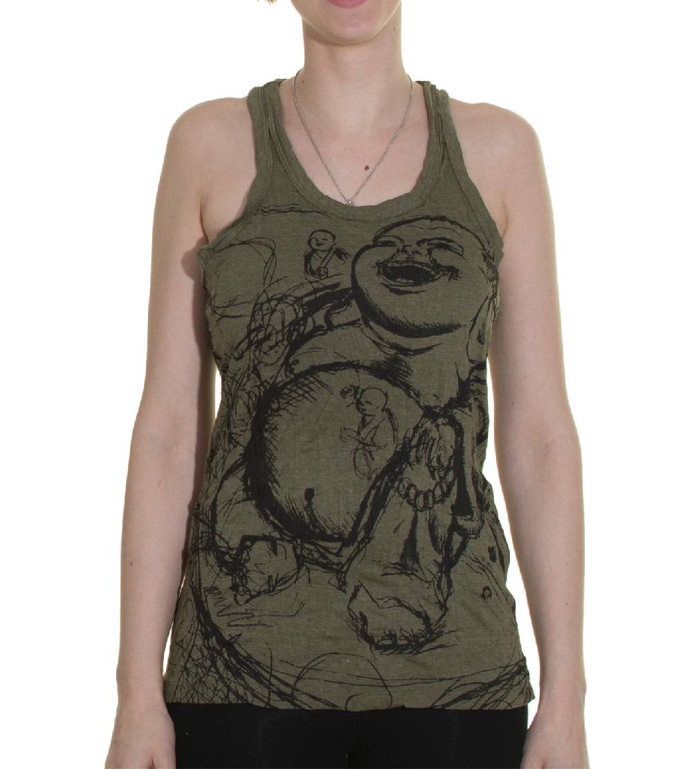 Kunst Und Magie 70er Retro Hippie Trägertop Sure Buddha Figur Mönche Shirt