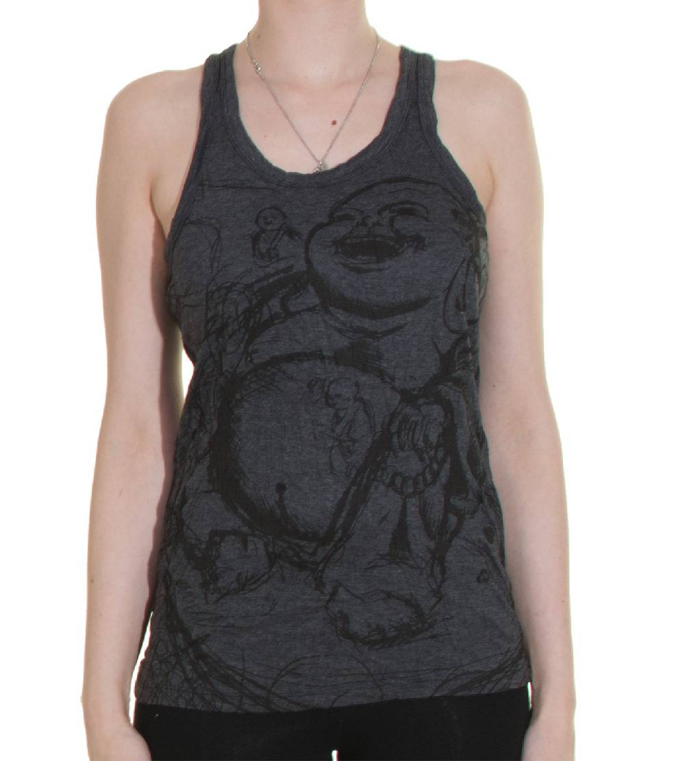 Kunst Und Magie 70er Retro Hippie Trägertop Sure Buddha Figur Mönche Shirt