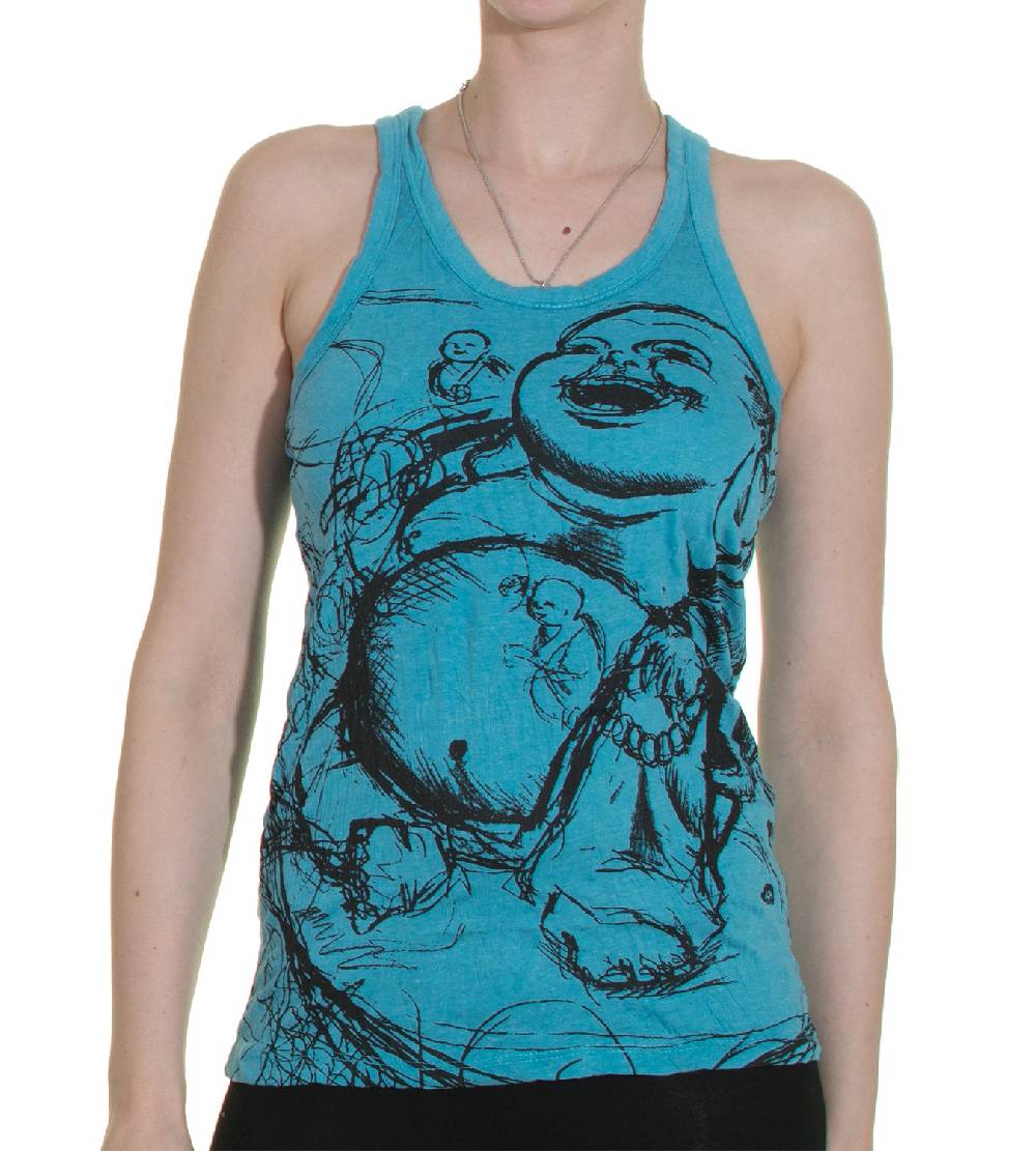 Kunst Und Magie 70er Retro Hippie Trägertop Sure Buddha Figur Mönche Shirt