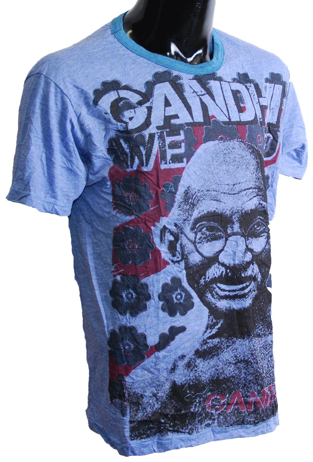 Kunst Und Magie 70er Retro Sure Tattoo T-Shirt Indisch Mahatma Gandhi Im Crinkle Look
