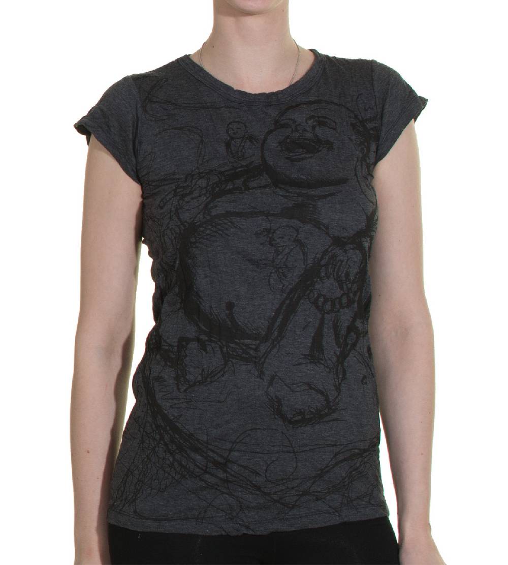 Kunst Und Magie 70er Retro T-Shirt Top Sure Buddha Smile Figur