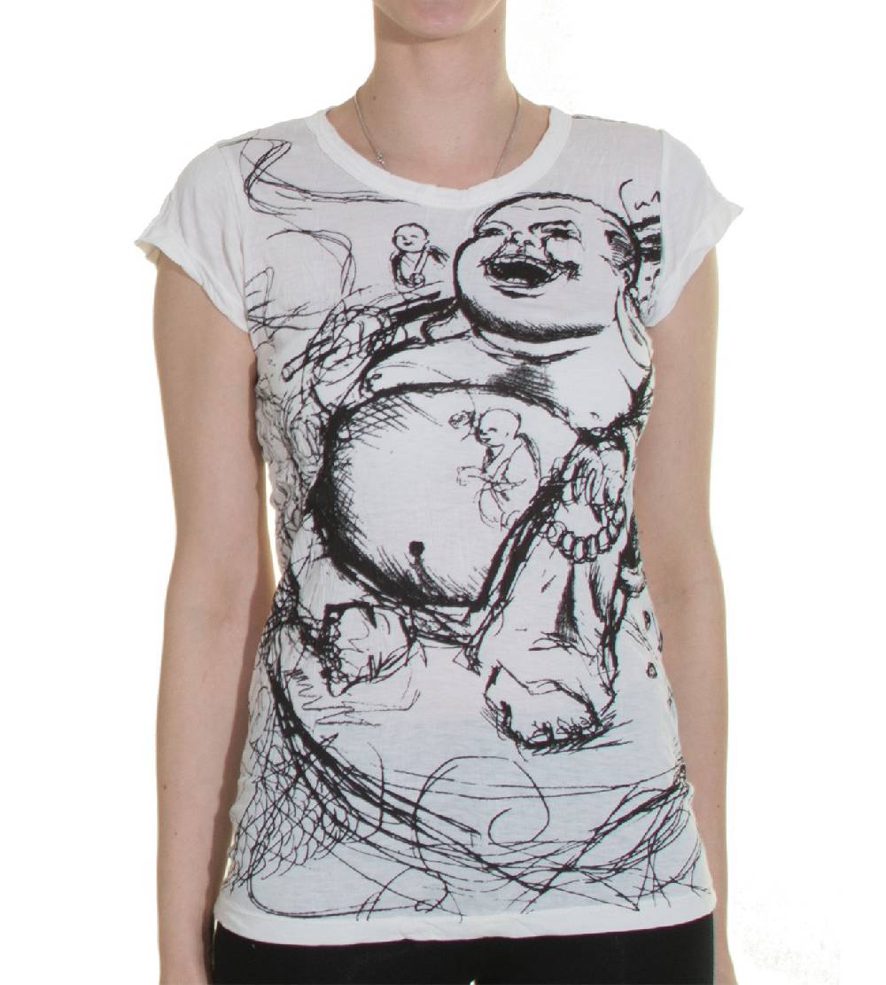 Kunst Und Magie 70er Retro T-Shirt Top Sure Buddha Smile Figur