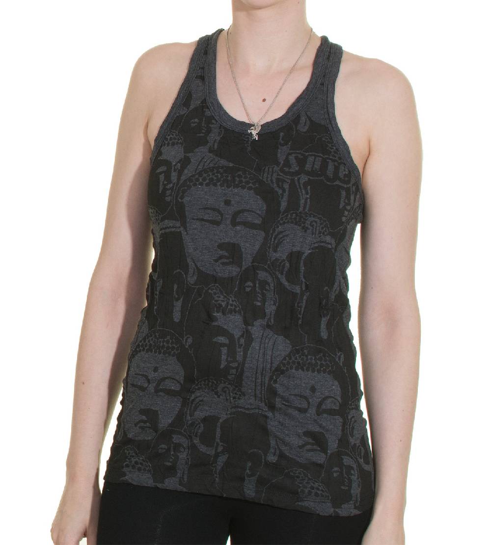 Kunst Und Magie 70er Retro Top Sure Buddha Köpfe Psy Goa T-Shirt In Knalligen Farben