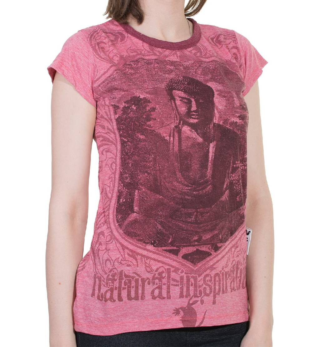 Kunst Und Magie 70er Retro Top Sure Weed Buddha Meditation Girlie T-Shirt Im Knitter Look