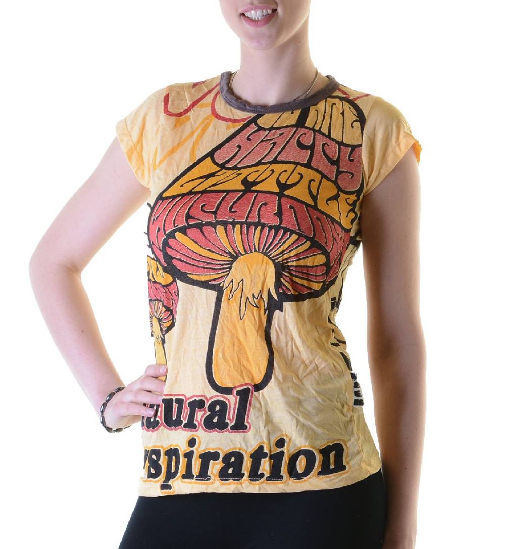 Kunst Und Magie 70er Retro Top Sure WEED Magic Mushroom Psy Goa T-Shirt Girlie