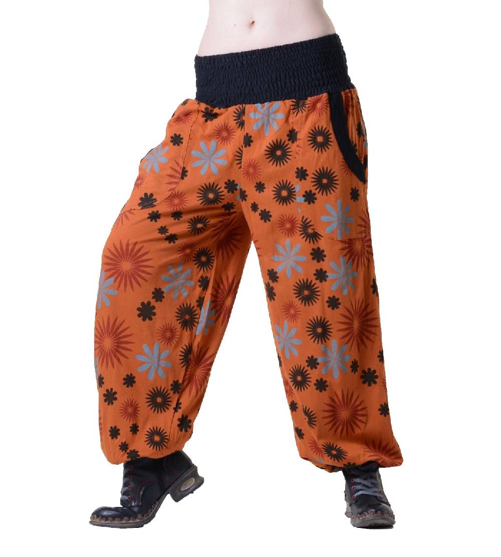 Kunst Und Magie Aladin Pants Hippie Hose Goa Baumwoll Haremshose Orange