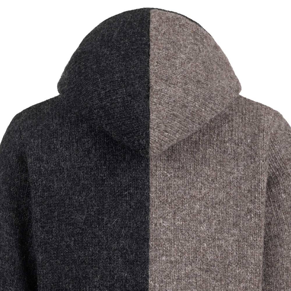 Kunst Und Magie ALMHUBER Herren Strickjacke Schurwolle Klassich Nordisch Wolle Jacke Mit Kapuze Schurwolle Ying Yang