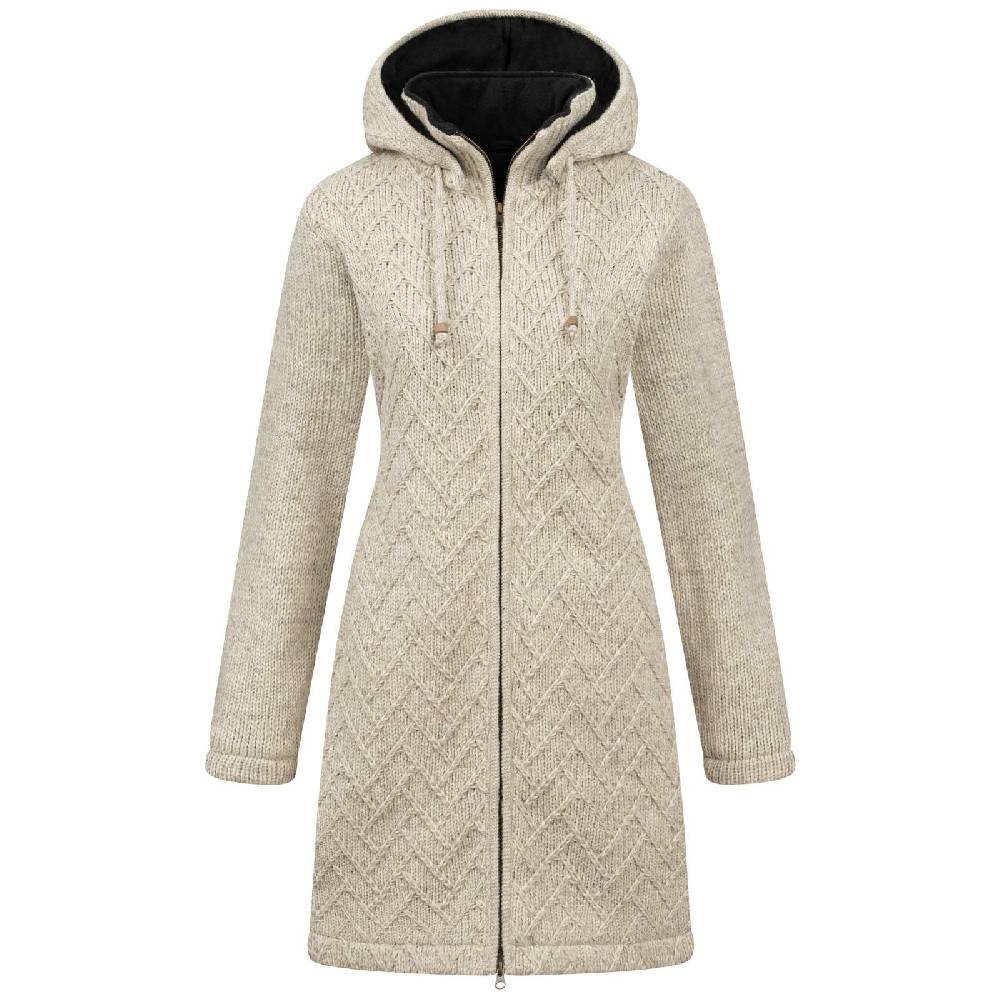 Kunst Und Magie ALMHUBER Klassische Damen Strickjacke Kurzmantel Winter Mantel Wolle Jacke Wollmantel Kapuze