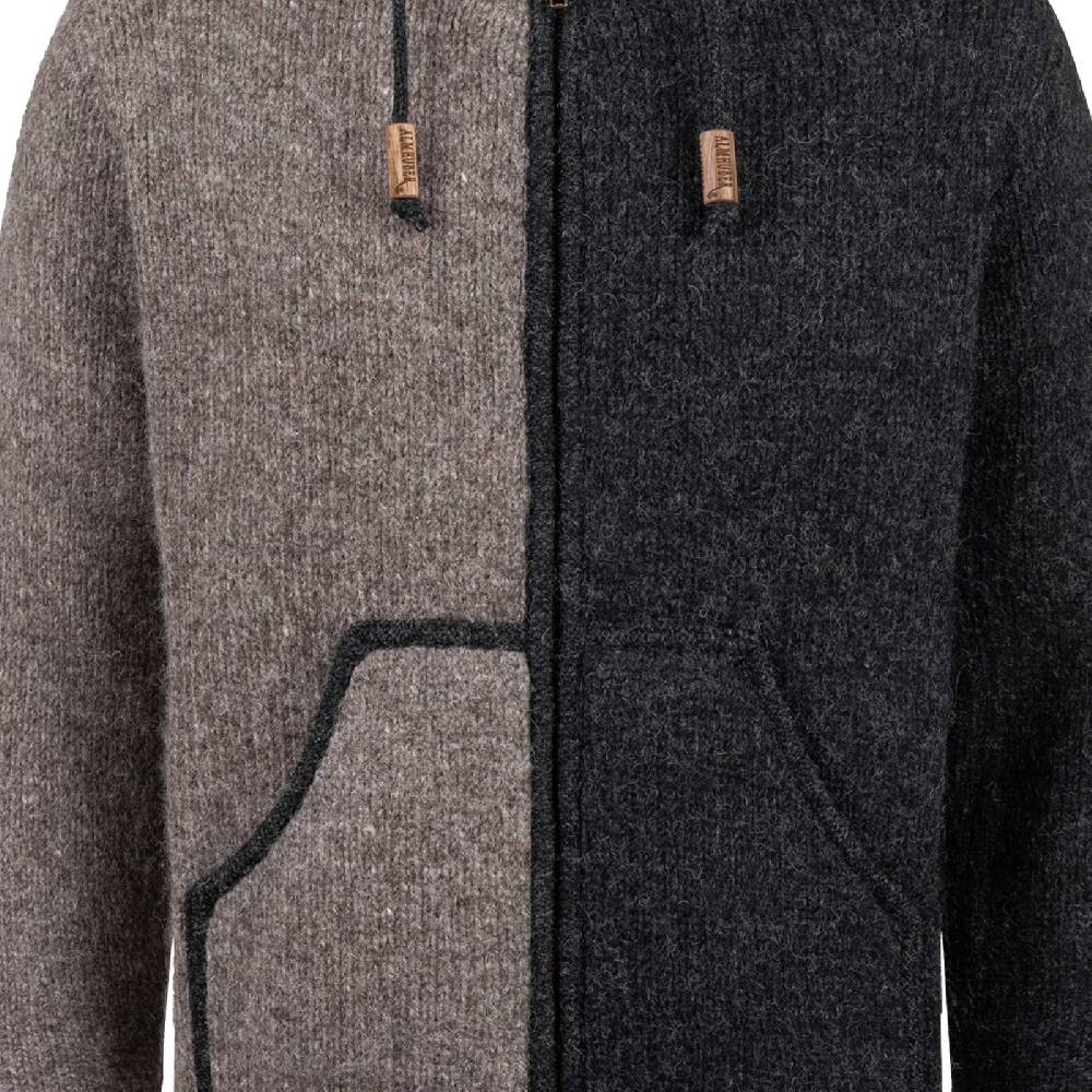 Kunst Und Magie ALMHUBER Strickjacke Schurwolle Klassich Nordisch Wolle Jacke Mit Hochkragen Schurwolle Ying Yang