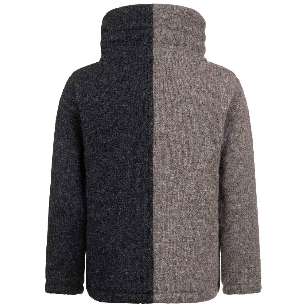 Kunst Und Magie ALMHUBER Strickjacke Schurwolle Klassich Nordisch Wolle Jacke Mit Hochkragen Schurwolle Ying Yang