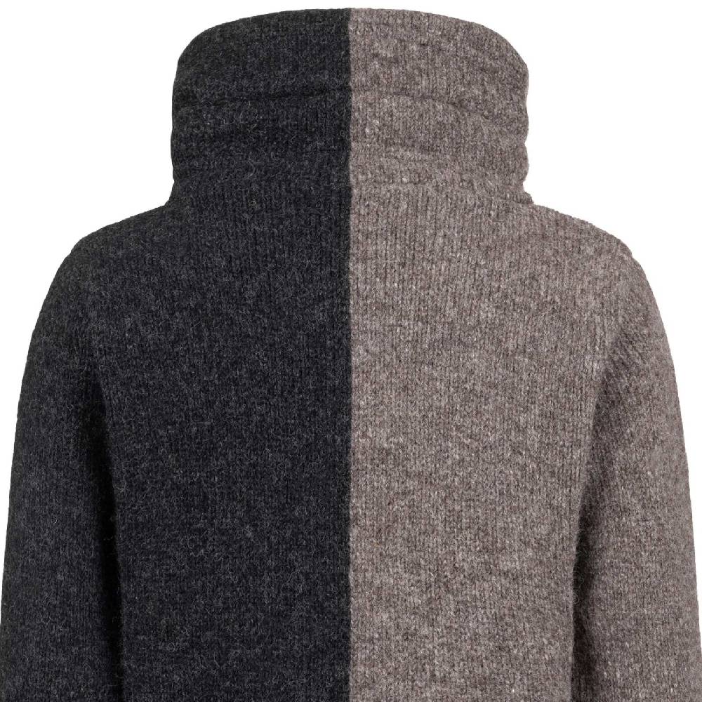 Kunst Und Magie ALMHUBER Strickjacke Schurwolle Klassich Nordisch Wolle Jacke Mit Hochkragen Schurwolle Ying Yang