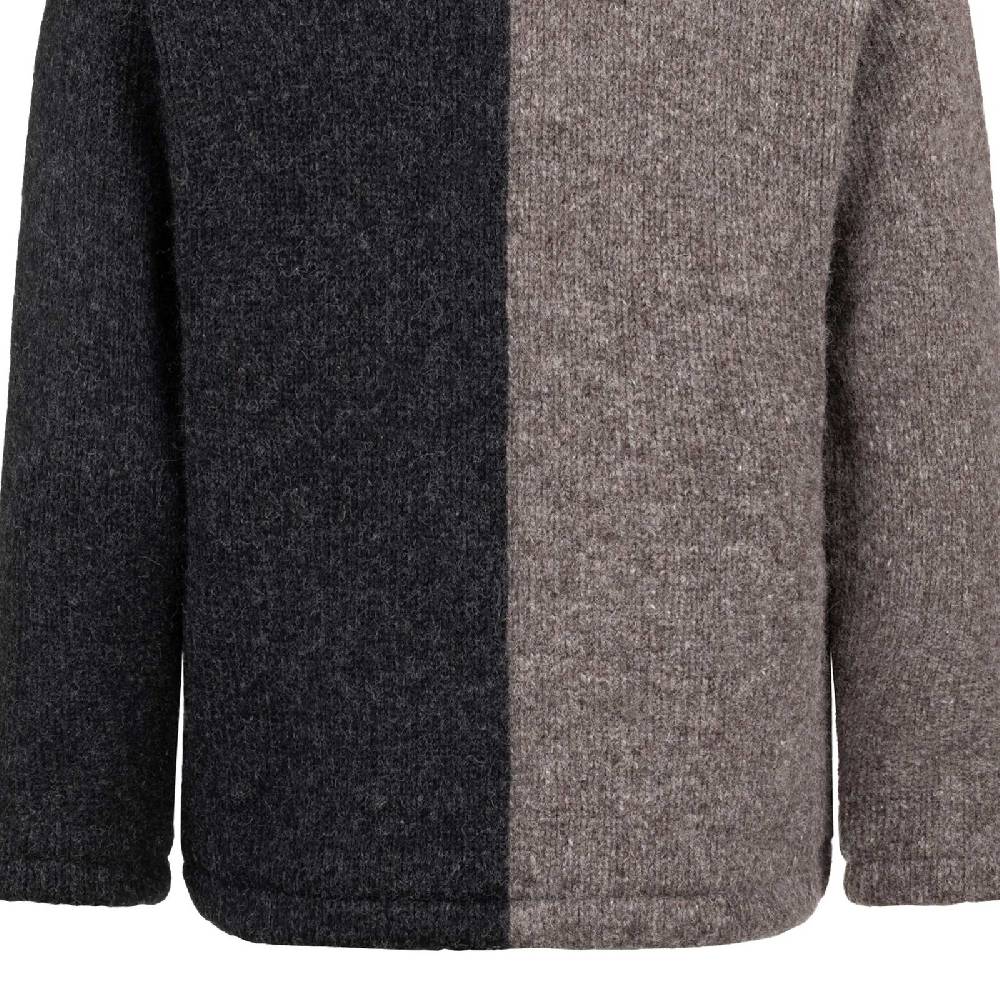 Kunst Und Magie ALMHUBER Strickjacke Schurwolle Klassich Nordisch Wolle Jacke Mit Hochkragen Schurwolle Ying Yang