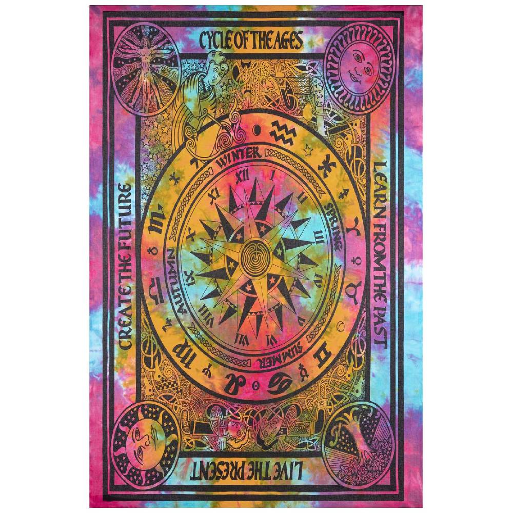 Kunst Und Magie Astrologie Tagesdecke Wandbehang Bunt Deko TuchCycle Of The Ages .200x135cm